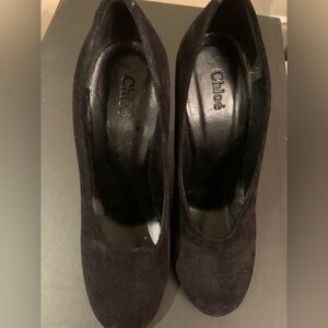 Chloe Elegant Black Suede Heels Shoe